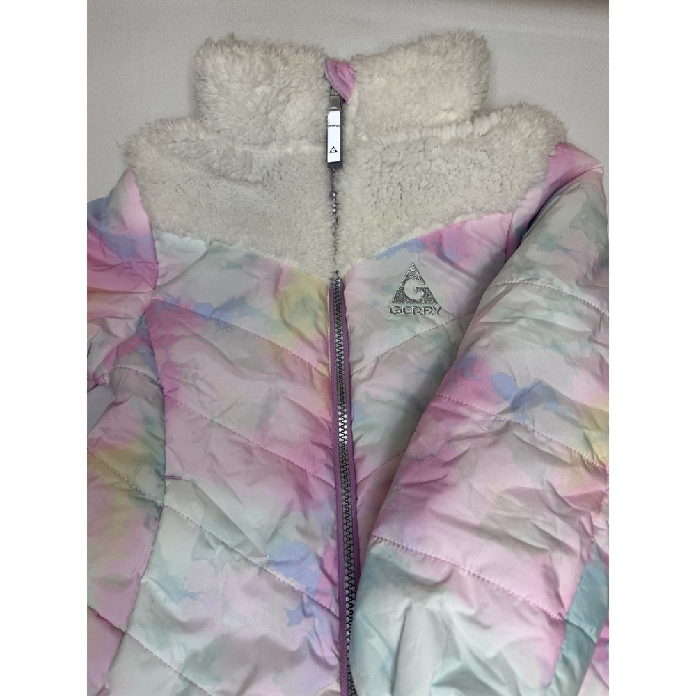 Girls Gerry Rainbow Clouds Puffer Coat Sz 5/6 Pastel Princess